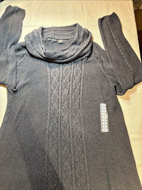 Jeanne Pierre Cable Knit Cowl Neck Sweater Gray 2X New without tag